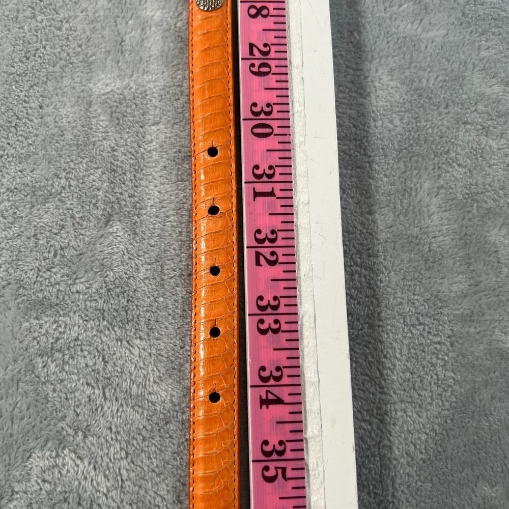 LB Belt Co Snakeskin Golf Belt Womens M Orange Concho Skinny Casual Preppy - Picture 9 of 11